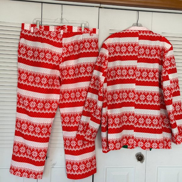 Mens LIFE OF THE PARTY Sz XL Red & White Christmas Jacket and Pants Suit FUN - Picture 10 of 13